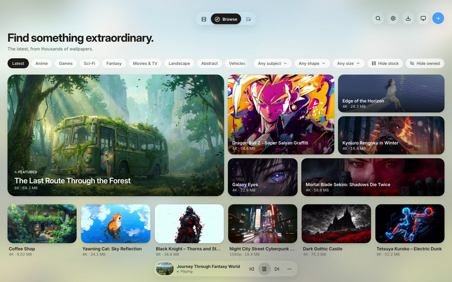 Browse, the catalogue in Seasill, in light mode.